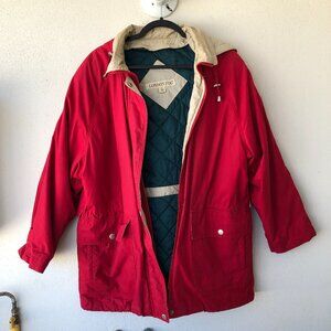 Women's Red London Fog Jacket Chore Coat with Removable Lining Size Large